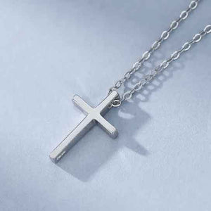 silver cross necklace cable chain