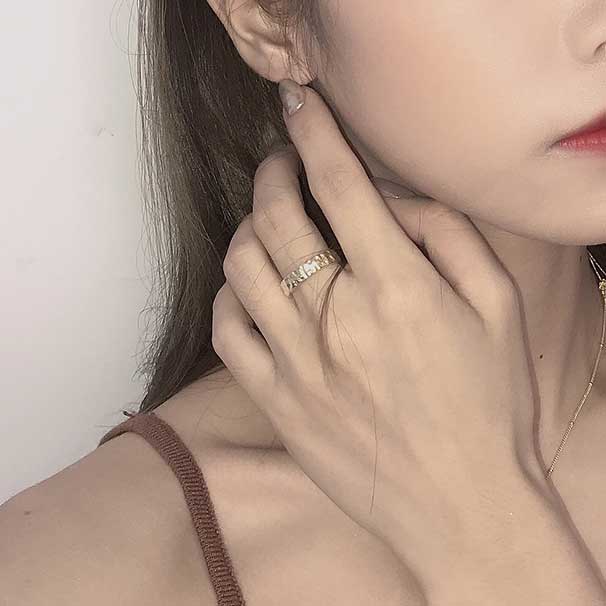 18K Gold Modern Wave Design Adjustable Ring "Alena"