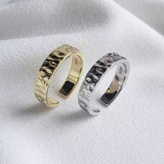18K Gold Modern Wave Design Adjustable Ring "Alena"