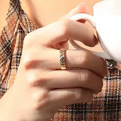 18K Gold Modern Wave Design Adjustable Ring "Alena"