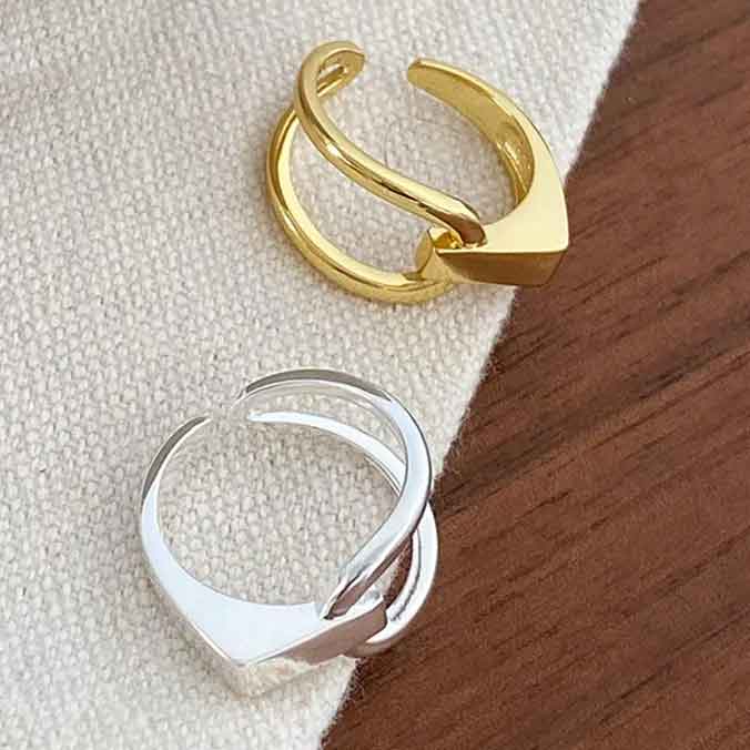 silver modern adjustable ring frenelle jewellery