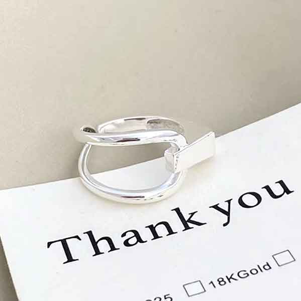 silver modern adjustable ring frenelle jewellery