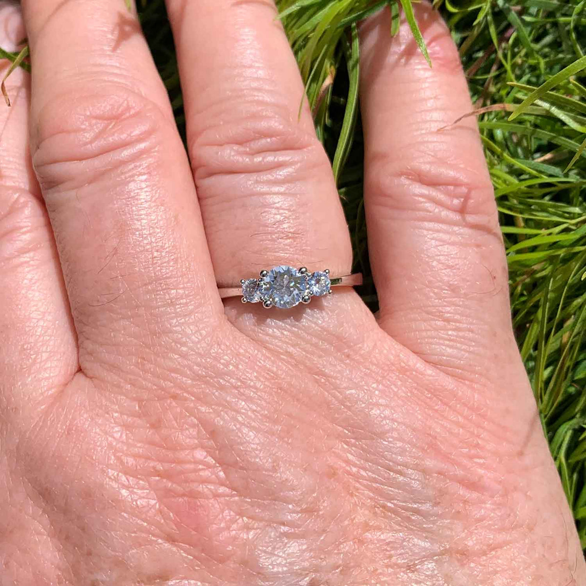 18K White Gold Crystal Engagement Ring  "Ivy"