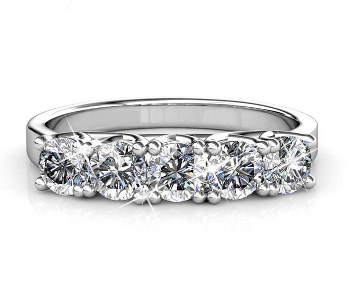 18K White Gold Crystal Eternity or Dress Ring "Katrina"