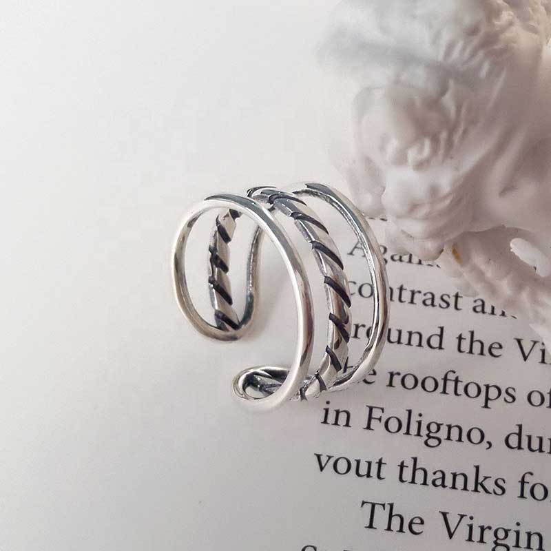 925 Sterling Silver Ring with triple bands "Lavinia"