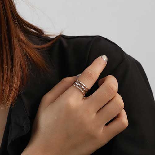 925 Sterling Silver Ring with triple bands "Lavinia"