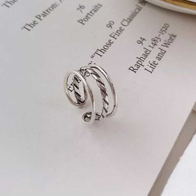 925 Sterling Silver Ring with triple bands "Lavinia"