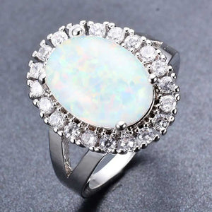 925 Sterling Silver Large Opal Ring "Lindy"