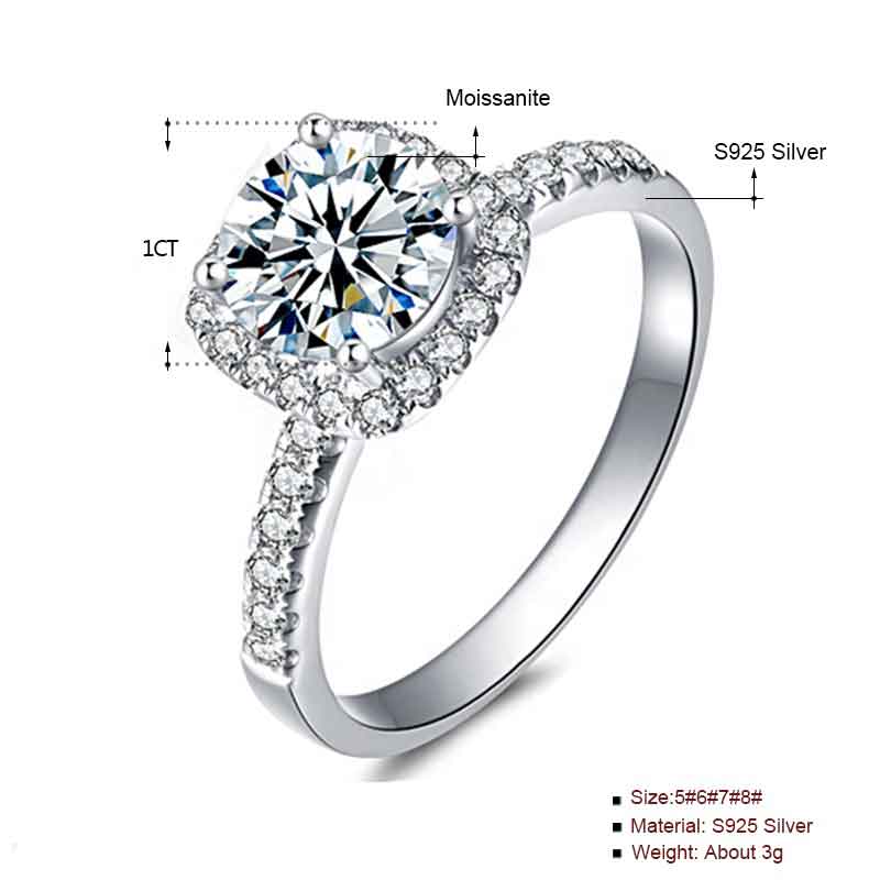925 Sterling Silver Moissanite Diamond Ring "London"