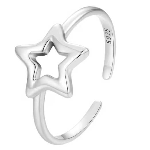 silver star ring adjustable