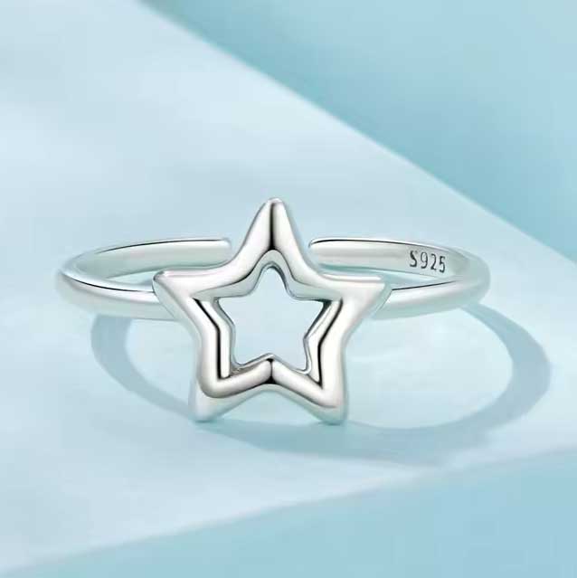silver star ring adjustable S925