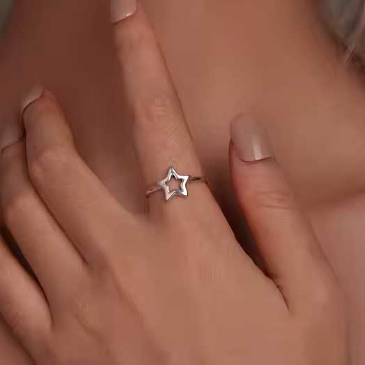 silver star ring adjustable