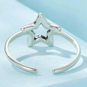 silver star ring adjustable back view