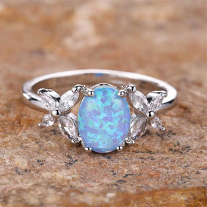 Silver Blue Opal Ring "Milena"