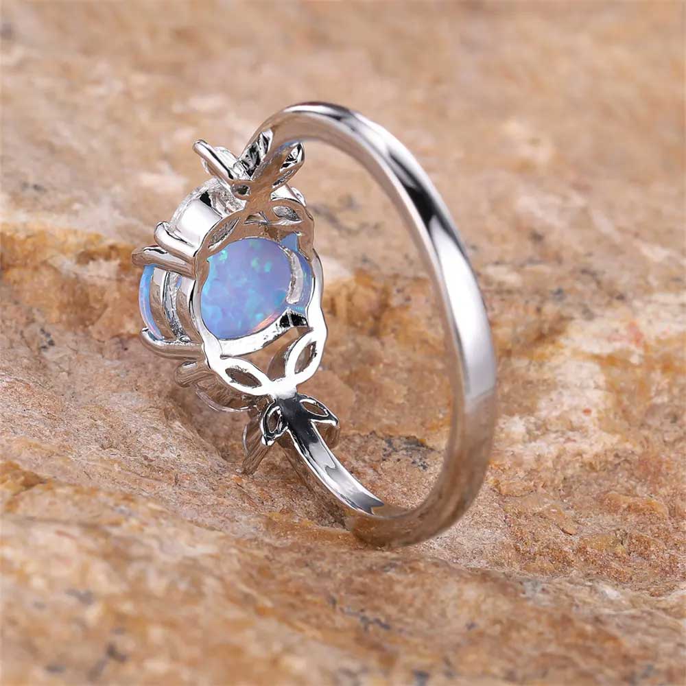 Silver Blue Opal Ring "Milena"