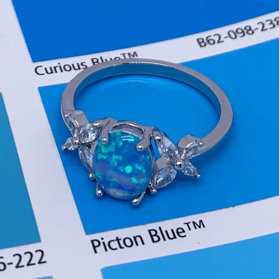 Silver Blue Opal Ring "Milena"