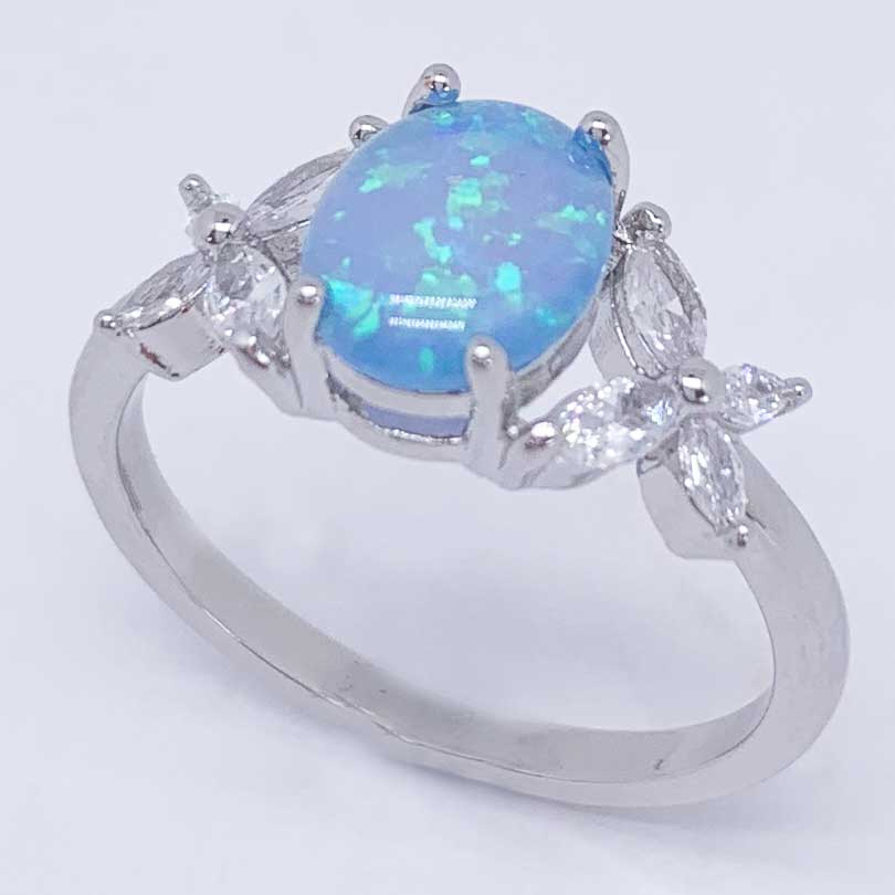 Silver Blue Opal Ring "Milena"