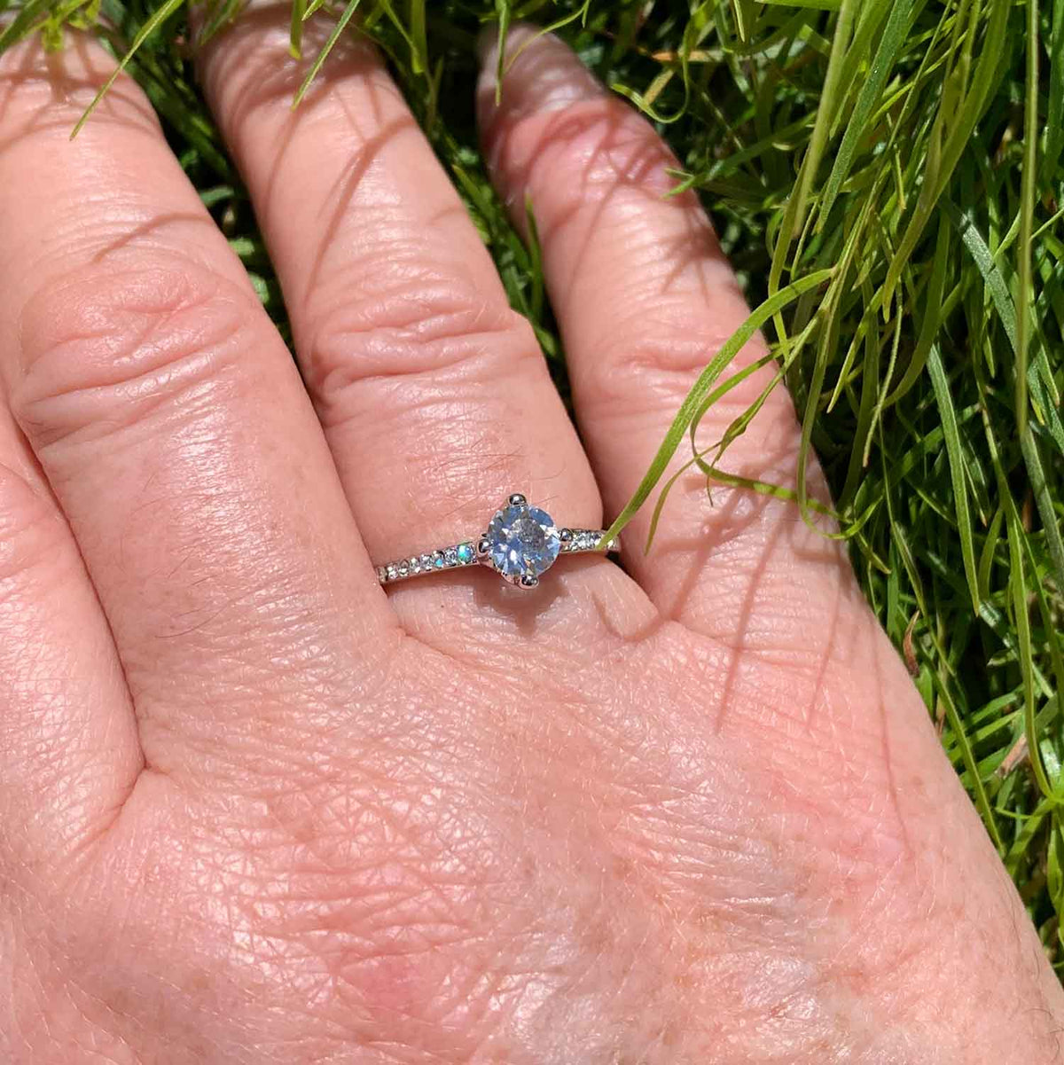 18K White Gold Crystal Engagement Ring "Palmer"