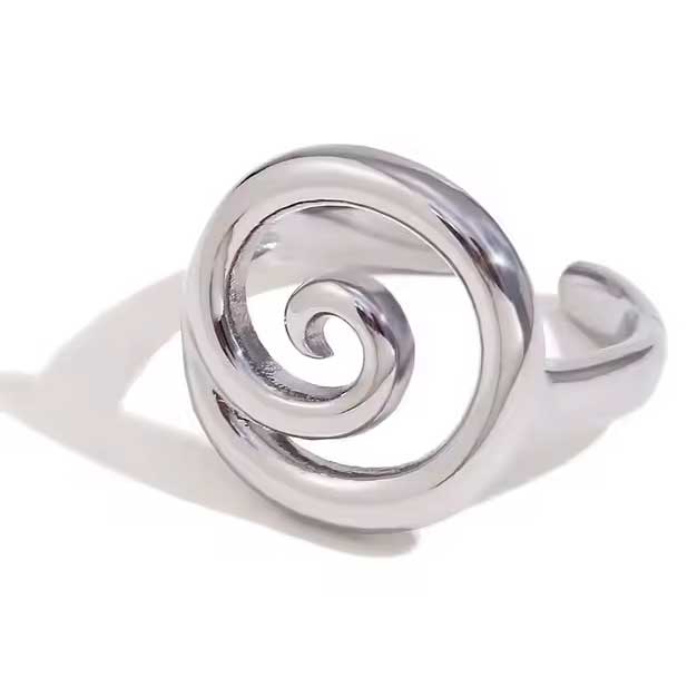 silver adjustable koru ring