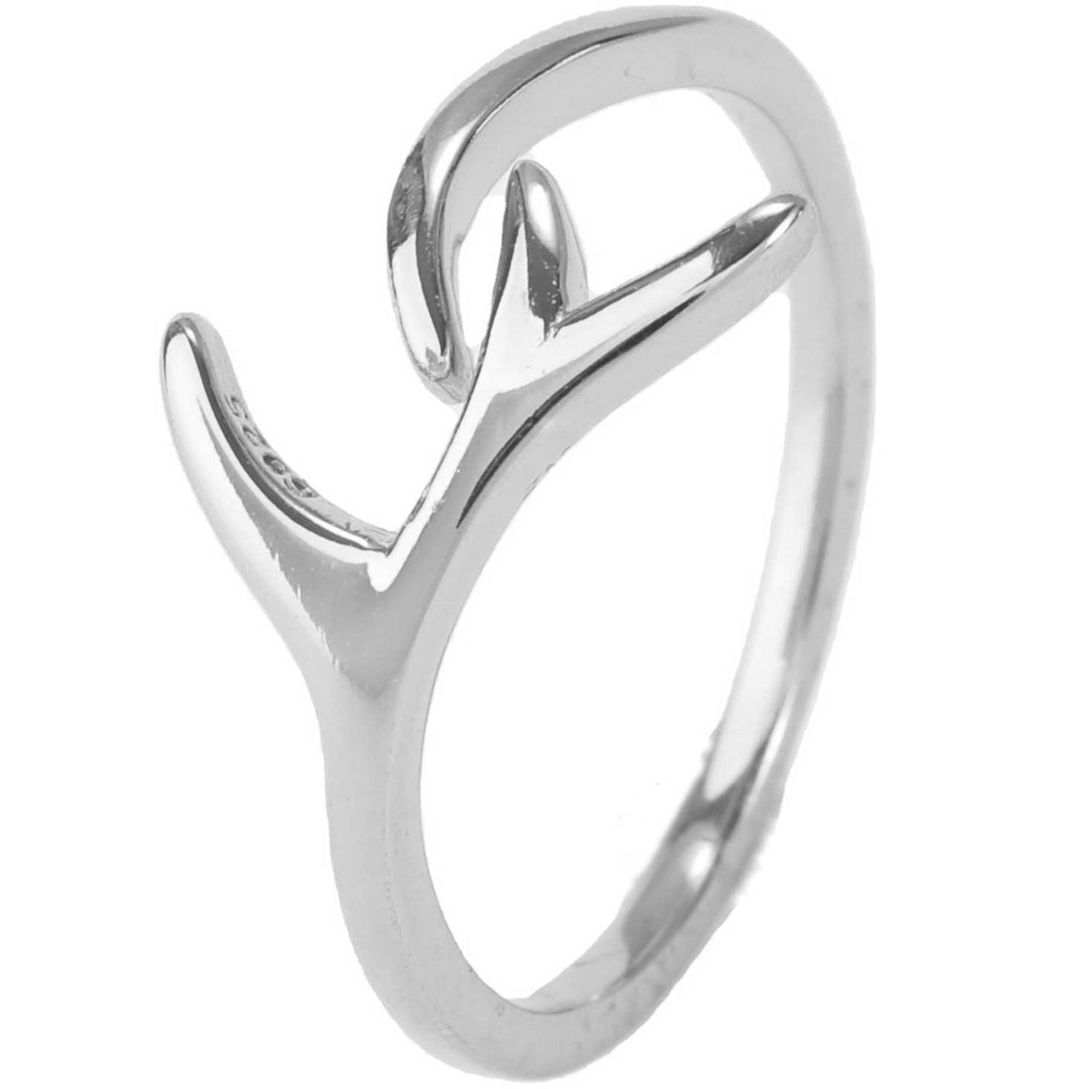 925 Sterling Silver Modern Adjustable Deer Antler Ring "Velvet"