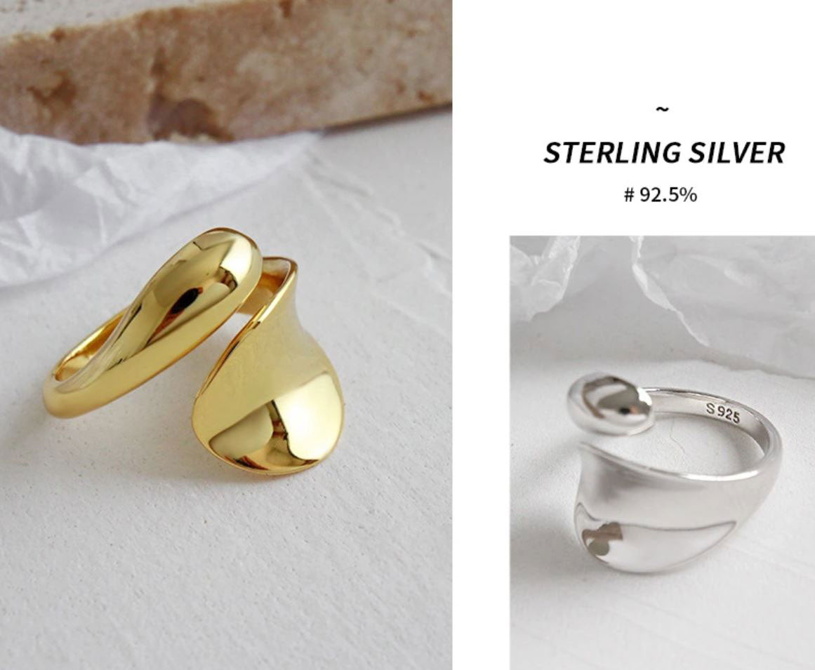 925 Sterling Silver Adjustable Modern Ring "Marlee"