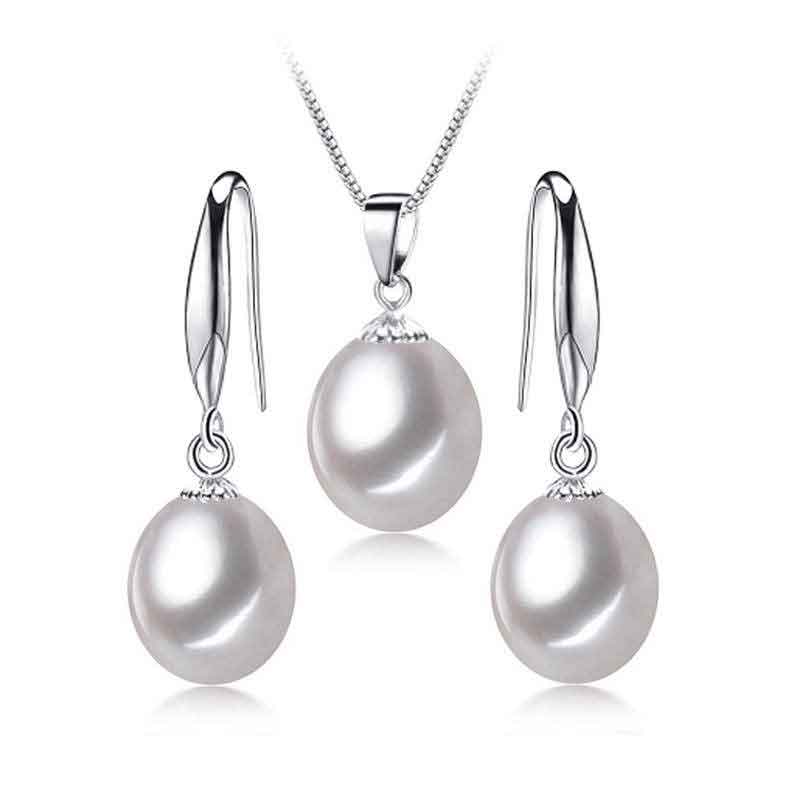 925 Sterling Silver White Pearl Jewellery Set "Addison"