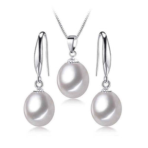 925 Sterling Silver White Pearl Jewellery Set "Addison"
