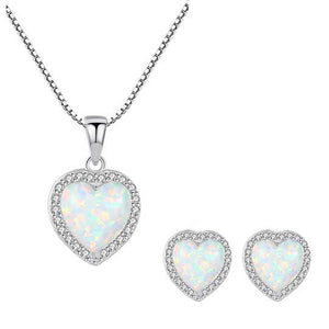 925 Sterling Silver Crystal Opal Jewellery Set "Camilla" (White)