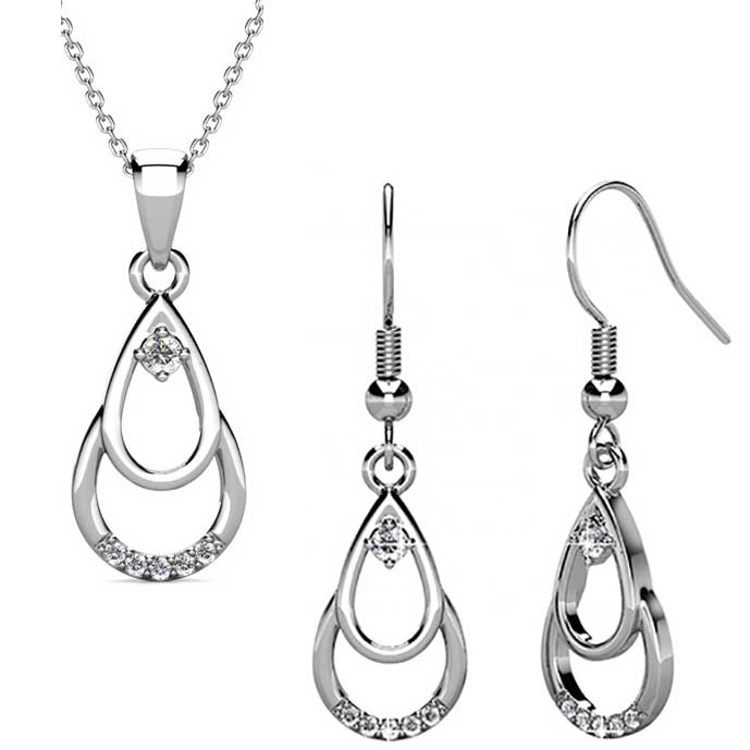 18K White Gold Crystal Jewellery Set "Collette"