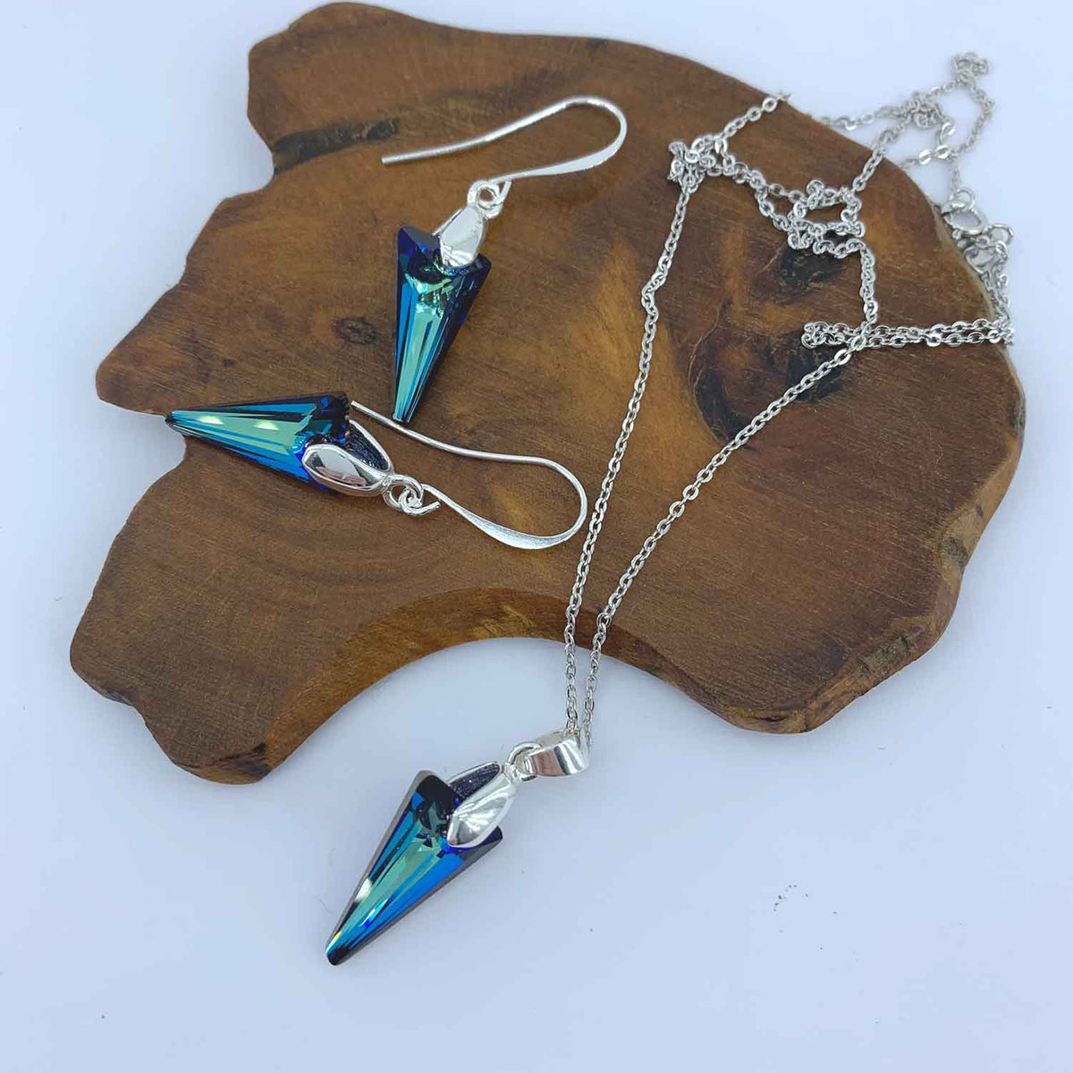blue crystal necklace frenelle jewellery