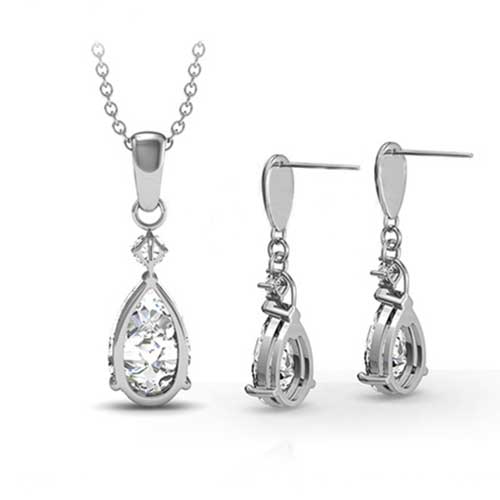 18K White Gold Bridal Evening Jewellery set "Kris"