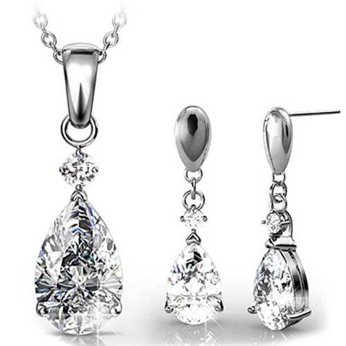 18K White Gold Bridal Evening Jewellery set "Kris"