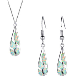 silver opal jewellery set