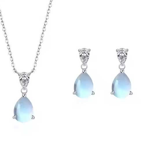 Silver Moonstone Jewellery Set "Lunatide"