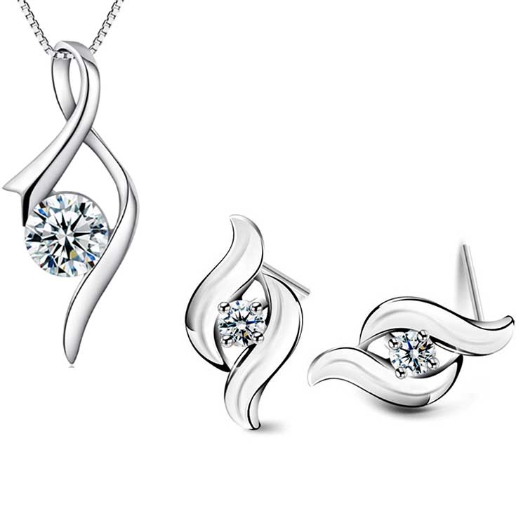 925 sterling silver jewellery set "Mia"