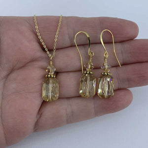 gold swarovski crystal necklace frenelle jewellery