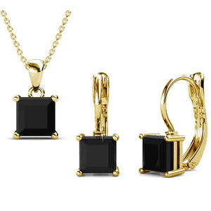 gold black crystal jewellery set