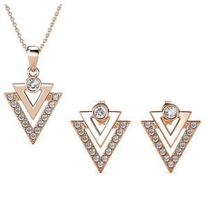 Rose Gold Crystal Geometric Jewellery Set "Tripoli"