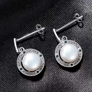 white pearl earrings crystal