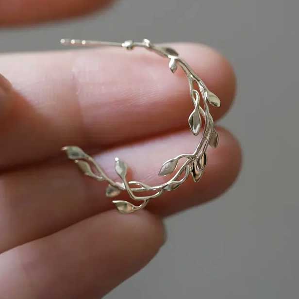 gold hoop floral earrings