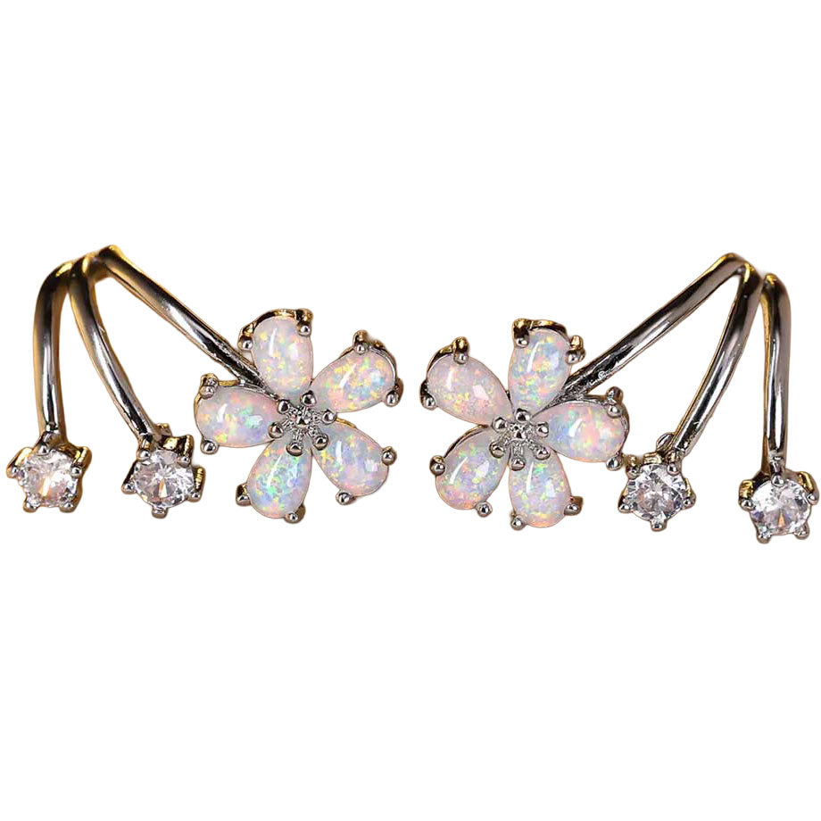 silver opal crawler earrings frenelle jewellery