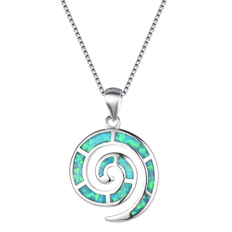 925 Sterling Silver Koru Necklace "Amiria" (Green)