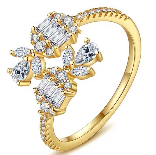 Gold Adjustable CZ Diamond ring "Carla"