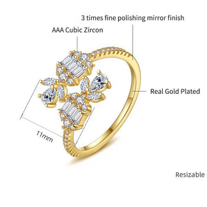 Gold Adjustable CZ Diamond ring "Carla"