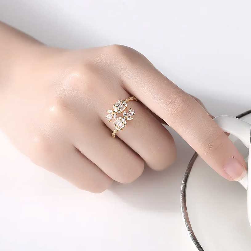 Gold Adjustable CZ Diamond ring "Carla"