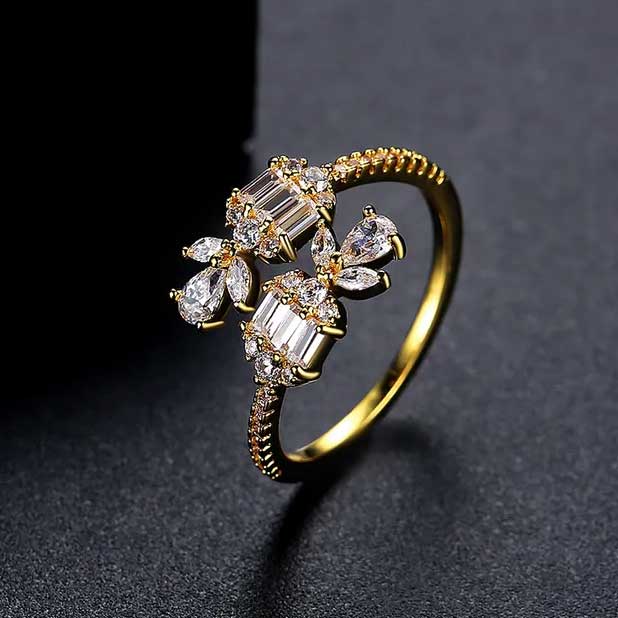 Gold Adjustable CZ Diamond ring "Carla"
