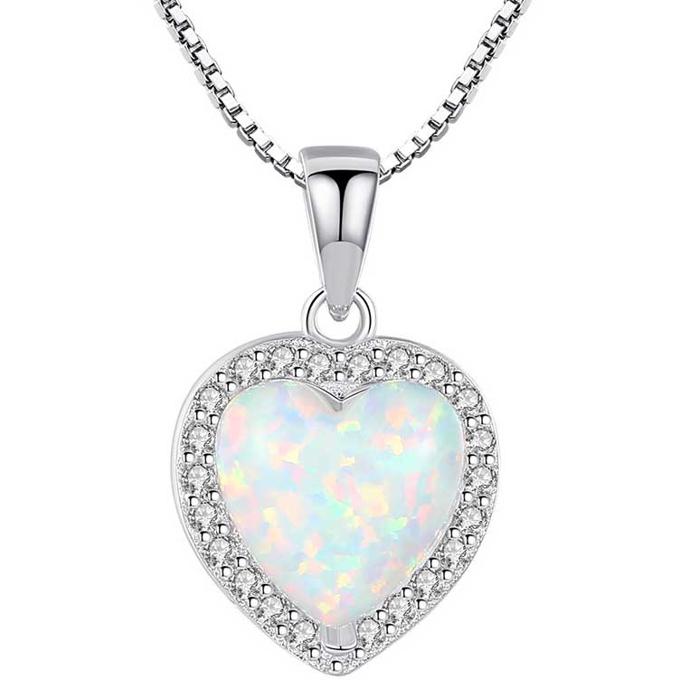 925 Sterling Silver Crystal Opal Jewellery Set "Camilla" (White)