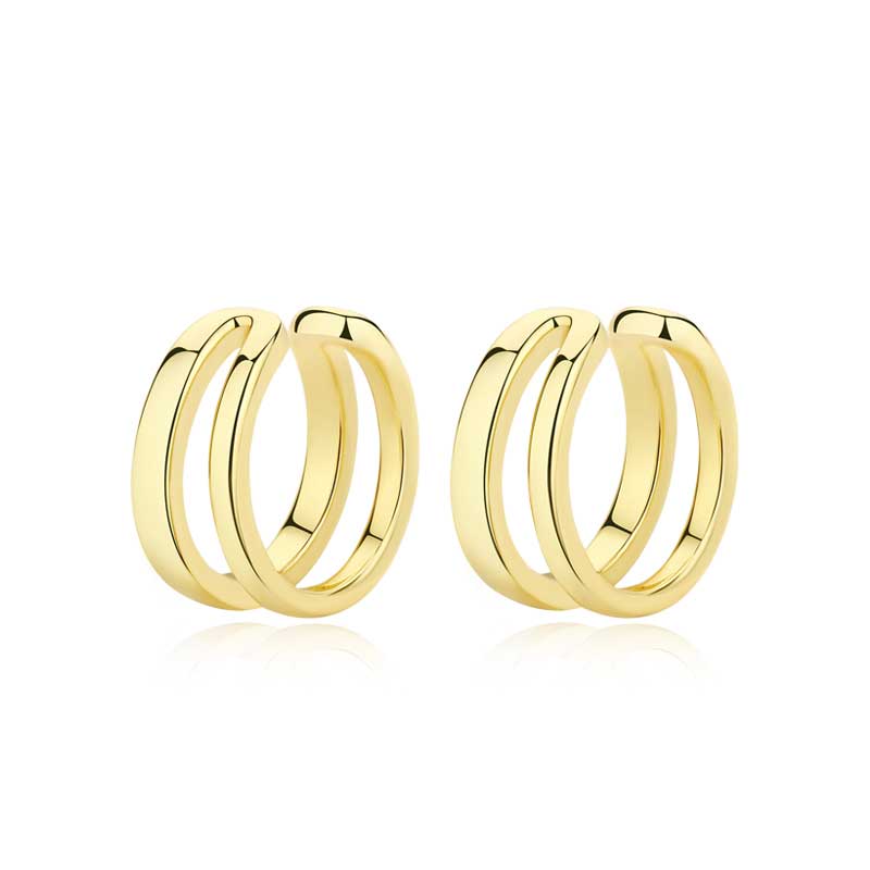 18K Gold Double Band Earring Cuffs "Jax"