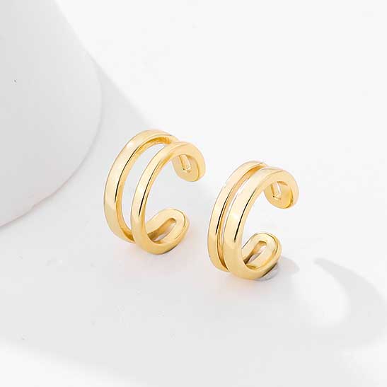 18K Gold Double Band Earring Cuffs "Jax"