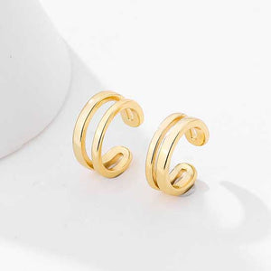 18K Gold Double Band Earring Cuffs "Jax"